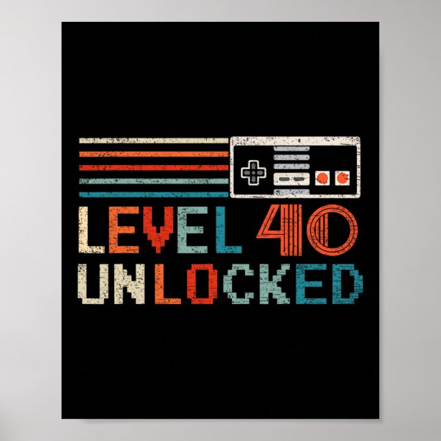 Unlocked Level 40 Birthday Boy Video Game Controll Poster (Vorne)