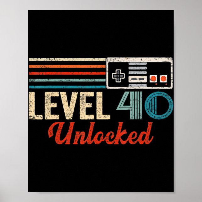 Unlocked Level 40 Birthday Boy Video Game Controll Poster (Vorne)