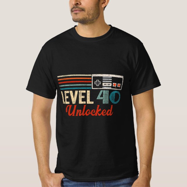Unlocked Level 40 Birthday Boy Video Game Controll T-Shirt (Vorderseite)