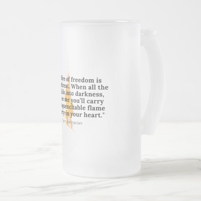 Unlöschbare Flamme - Tasse aus Mattiertem Glas (VorderseiteRechts)