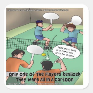 Unlustige Tennis-Cartoon Lustige T-Shirts Karten G Quadratischer Aufkleber