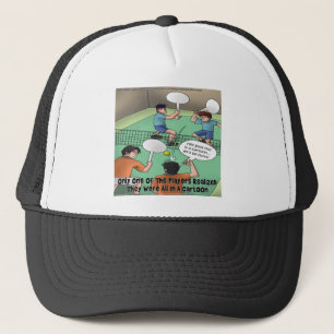 Unlustiger Tennis Cartoon T-Shirts Karten Geschenk Truckerkappe