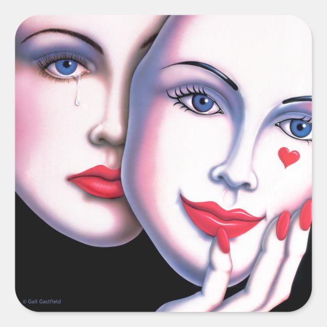 Unmasked Quadratischer Aufkleber (Vorderseite)