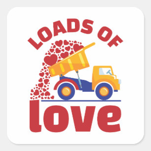 Unmengen an Liebe Valentinstag-LKW-Fahrzeug Quadratischer Aufkleber