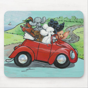 Unmengen von Poodles Vintage Cabrio-Mauspad Mousepad