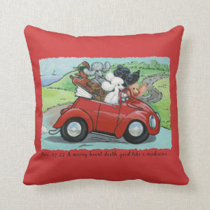 Unmengen von Poodles & Vintage-Rot-Auto Kissen