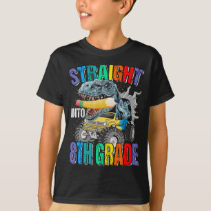 Unmittelbar in das 8. Klasse Monster Truck Dinosau T-Shirt