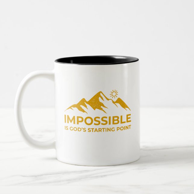 Unmöglich ist Gottes Ausgangspunkt, inspirierend Zweifarbige Tasse (Links)