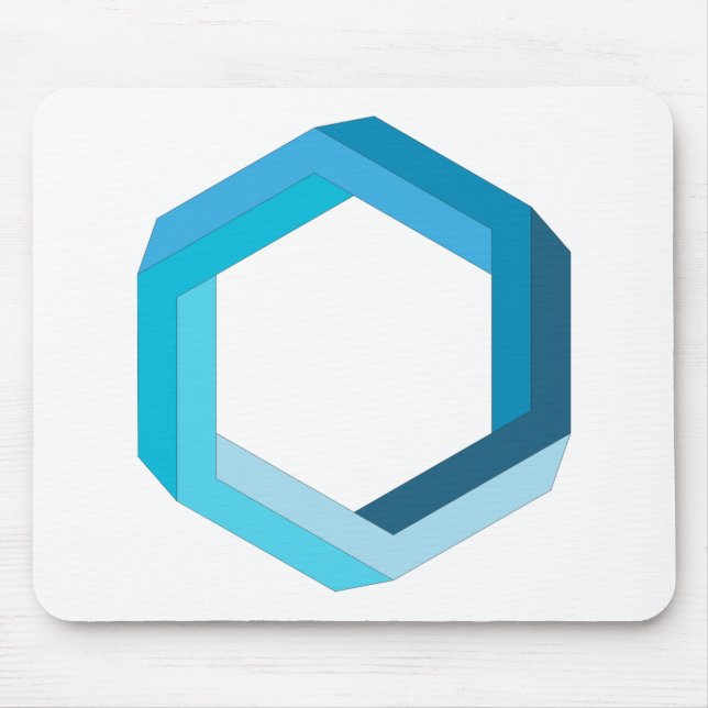 Unmögliche Geometrie: Blaues Hexagon. Mousepad (Vorne)