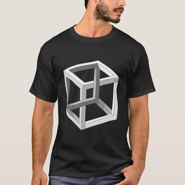 Unmögliche Irrationale Cube-optische Illusion T-Shirt (Vorderseite)
