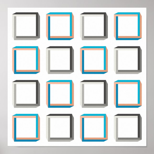 Unmögliche Quadrate elegant geometrisch Muster Poster (Vorne)