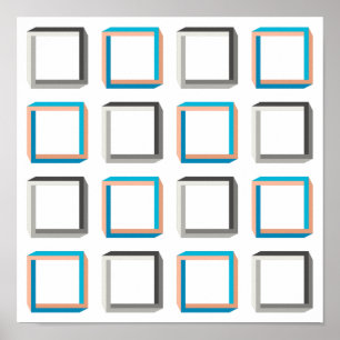 Unmögliche Quadrate elegantes geometrisches Muster Poster