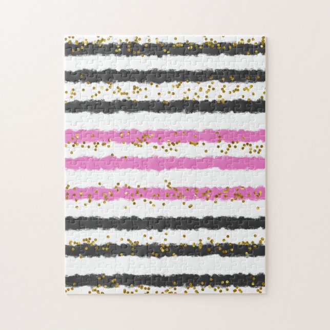 Unmögliche Rätsel schwarz rosa lustiges Gag-Gesche Puzzle (Vertikal)