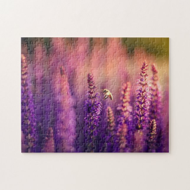 Unmögliches Puzzle - Bienen auf Lavendel (Horizontal)