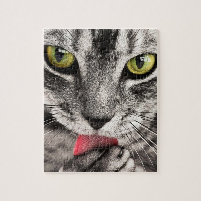 Unmögliches Puzzle - Graue gestreifte Katze (Vertikal)