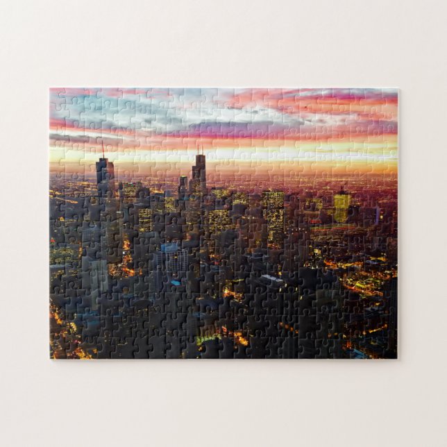 Unmögliches Puzzle - Sonnenuntergang auf Chicago S (Horizontal)