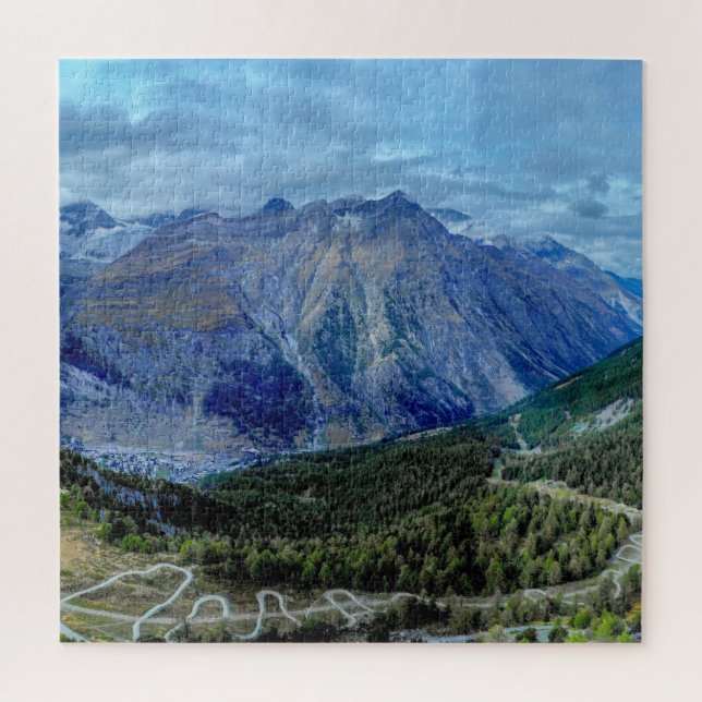 Unmögliches Rätsel - Blauer und Grüner Berg Puzzle (Vertikal)