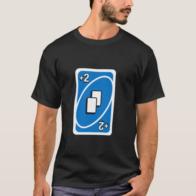 UNO Blue Zeichne zwei Karten T-Shirt (Vorderseite)