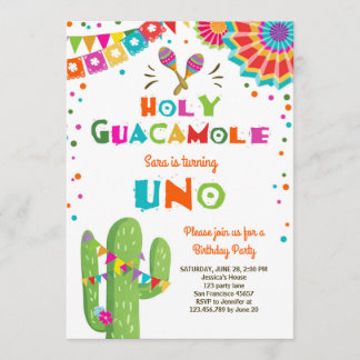 Uno Fiesta Einladung zum ersten Geburtstag Cactus 