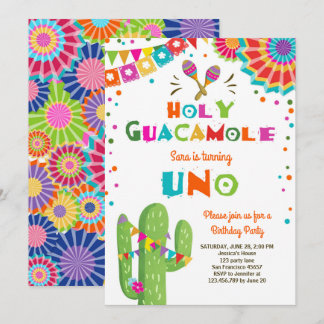 Uno Fiesta Einladung zum ersten Geburtstag Cactus 