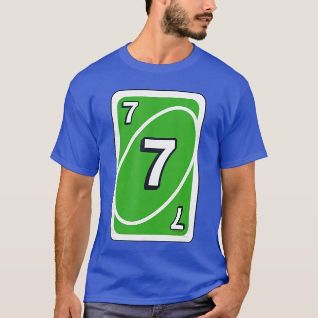UNO Halloween Grün 7 Karte T-Shirt (Vorderseite)