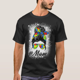 Unordentliche-Bun-Mutter-Autismus-Puzzle-Autismus- T-Shirt