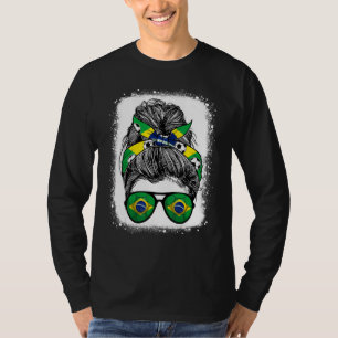 Unordentliche Dutten Frisur Brasilien Flagge Brill T-Shirt