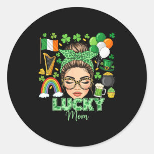 Unordentliche Frisur Shamrocks St. Patrick's Tag g Runder Aufkleber