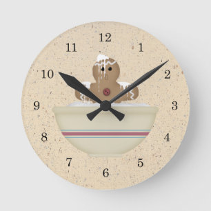 Unordentliche Lebkuchenmann-Wanduhr Runde Wanduhr