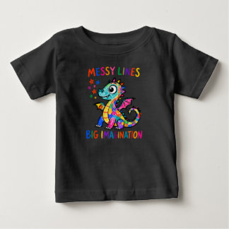 Unordentliche Linien, große Fantasie Baby-Wachsmal Baby T-shirt