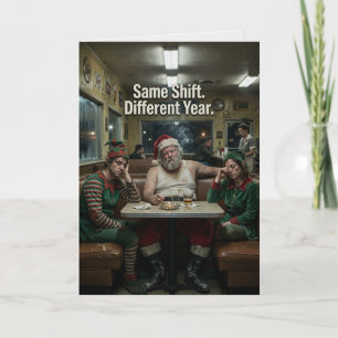 Unordentliche Santa-Elfen-Diner-Dunkelhumor Karte