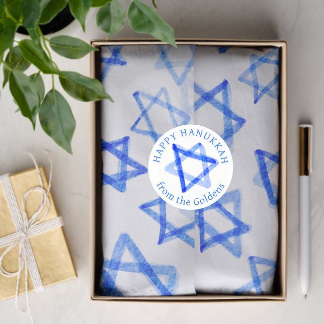 Unordentliche Wasserfarben Sterne BENUTZERDEFINIER Runder Aufkleber (Messy Watercolor Stars CUSTOM Hanukkah Classic Round Sticker
)