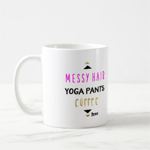 Unordentliche Yoga-Hosen mit Haaren Kaffee Persona Kaffeetasse