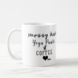 Unordentliche Yoga-Hosen mit Haaren Kaffee Persona Tasse