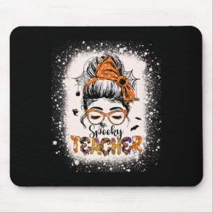 Unordentlicher Bun Halloween-Lehrerin Damen Geblei Mousepad