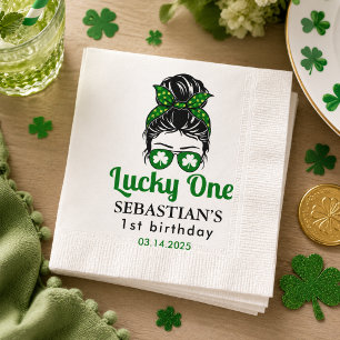 Unordentlicher Bun Lucky One 1. Geburtstagsmädche Serviette