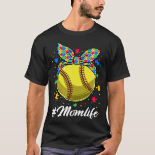 Unordentlicher Bun-Softball-Puzzle ASD-Mutter-Lebe T-Shirt
