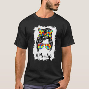 Unordentlicher Dutt Frauen Autismus-Bewusstsein Mu T-Shirt