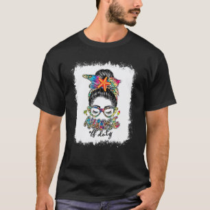 Unordentlicher Dutt Leopard Tie Dye Krankenschwest T-Shirt