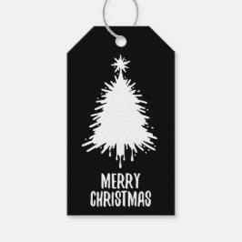 Unordentlicher & Grungy Schwarzer & Weißer Froher Geschenkanhänger