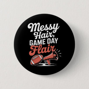 Unordentlicher Haar Flair Cheer Fußll Cheerleading Button