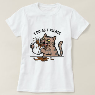 Unordentlicher Kaffeetrinker-Katz-T-Shirt T-Shirt