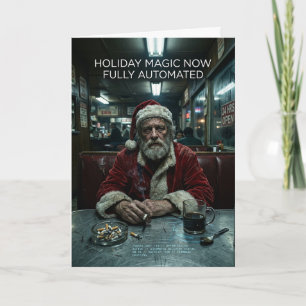 Unordentlicher Weihnachtsmann-Diner raucht dunkle Karte