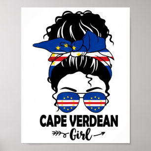 Unordentliches Bun Cape-Verde-Mädchen und Kap Verd Poster