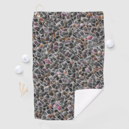 Unordnung von grobem Lachs und grauem Mosaik Golfhandtuch