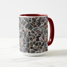 Unordnung von grobem Lachs und grauem Mosaik Tasse