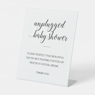Unplugged Baby Shower kein Beitrag zu Social Media Sockelschild
