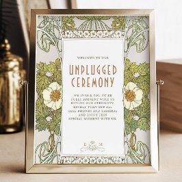 Unplugged Ceremony Green Sign Vintag Art Nouveau Poster