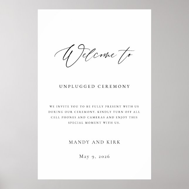 Unplugged Ceremony Wedding Sign Poster (Vorne)
