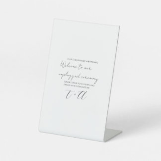Unplugged Hochzeits-Schild für eine Handy-freie Ze Sockelschild